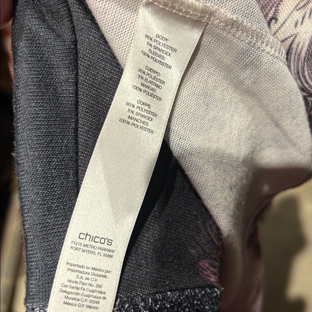 Chicos Printed full Zip-Front Women's Jacket in Black and Pink. Chico 2 medium? - Picture 9 of 12